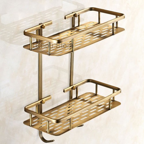 Antique brass shower caddy - antique,